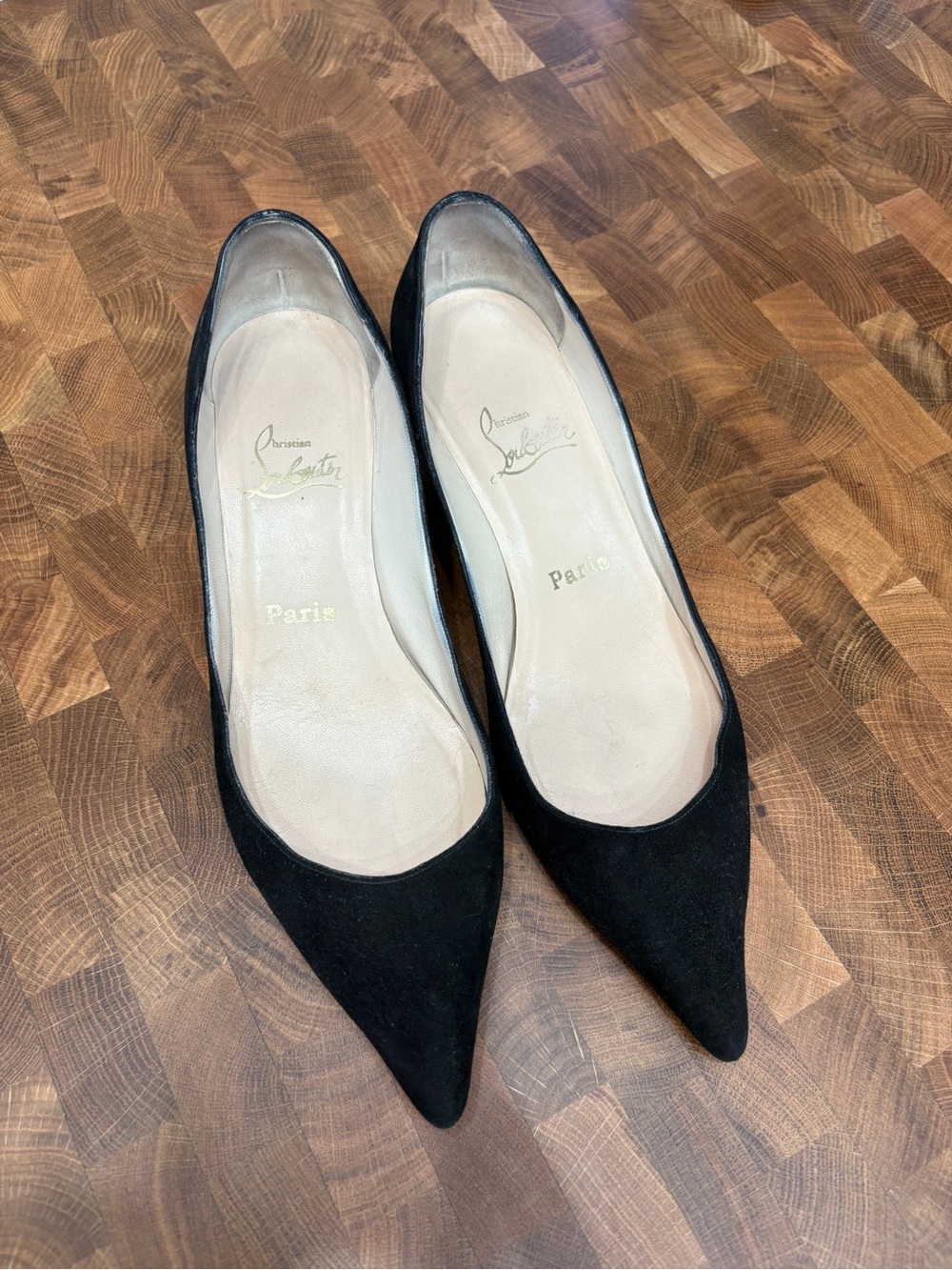 Christian Louboutin Black Suede Pointed Toe wedges